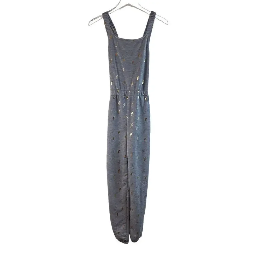 Dream Life Sleepwear Gray Jumpsuit With Lightning Bolts Big Girls Size Large